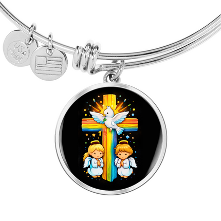 Dove & Praying Angels Circle Bangle – Christian Gift for Kids