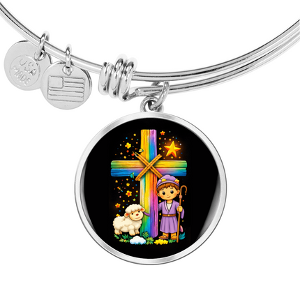 Little Shepherd & Lamb Circle Bangle – Christian Gift for Kids
