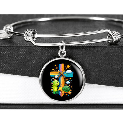 Dinosaur & Turtle Circle Bangle – Christian Gift for Kids
