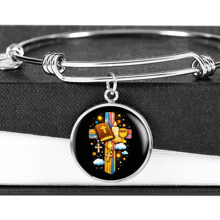 Holy Bible & Chalice Circle Bangle – Christian Gift for Kids