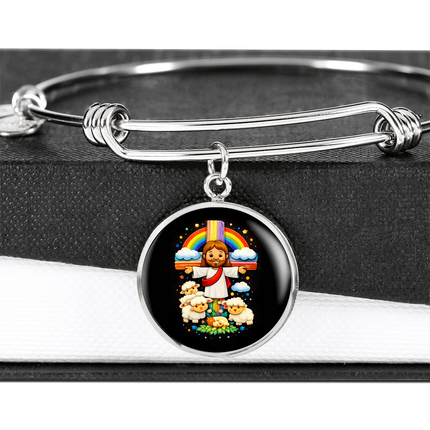 Jesus With the Sheep Circle Bangle – Christian Gift for Kids