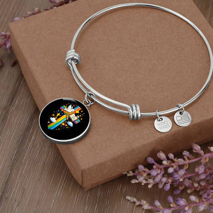 Dove & Holy Bible Circle Bangle – Christian Gift for Kids