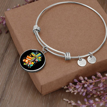 Kitten & ABC Blocks Circle Bangle – Christian Gift for Kids
