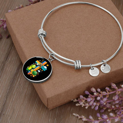 Dinosaur & Turtle Circle Bangle – Christian Gift for Kids