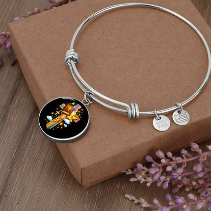 Holy Bible & Chalice Circle Bangle – Christian Gift for Kids