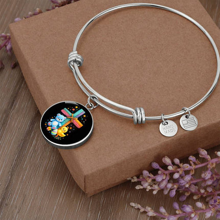 Teddy Bear & Duckling Circle Bangle – Christian Gift for Kids