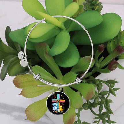 Teddy Bear & Duckling Circle Bangle – Christian Gift for Kids