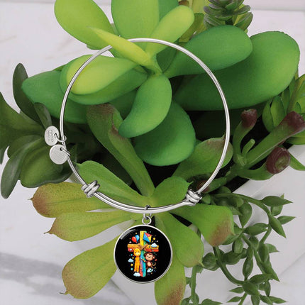 Giraffe & Monkey Circle Bangle – Christian Gift for Kids