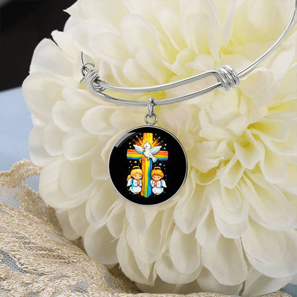Dove & Praying Angels Circle Bangle – Christian Gift for Kids