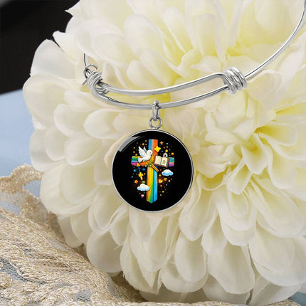 Dove & Holy Bible Circle Bangle – Christian Gift for Kids