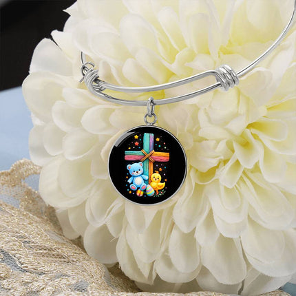 Teddy Bear & Duckling Circle Bangle – Christian Gift for Kids