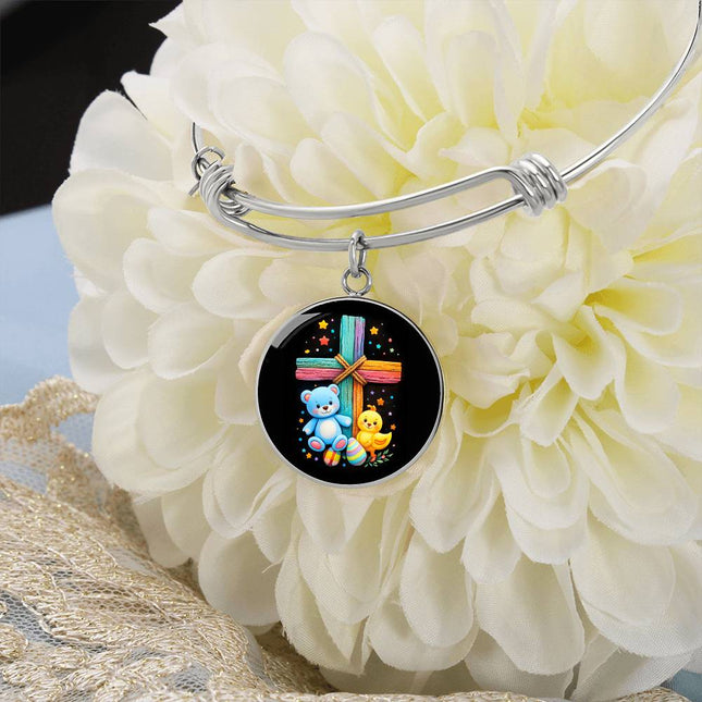 Teddy Bear & Duckling Circle Bangle – Christian Gift for Kids