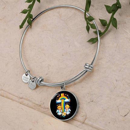 Angels & Lamb Circle Bangle – Christian Gift for Kids