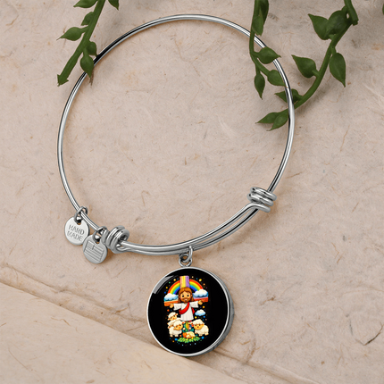 Jesus With the Sheep Circle Bangle – Christian Gift for Kids