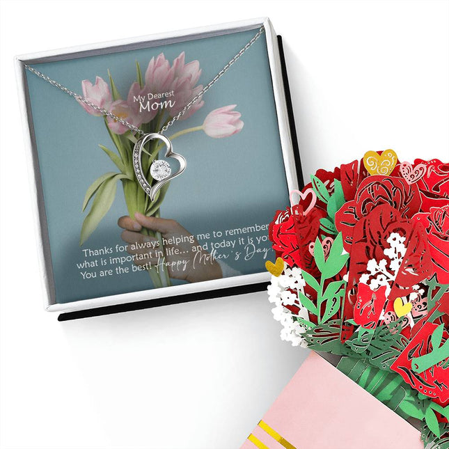 My Dearest Mom You're What Matters | Christian Forever Love Necklace | Mother's Day Gift for Mom | Faith Gift