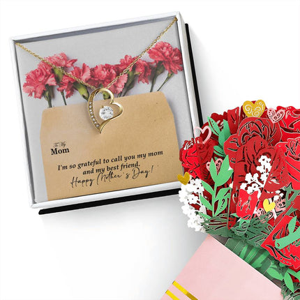 Christian forever love necklace with "Grateful to Call You My Mom & Best" message — modern Mother's Day gift for friend, in luxury gift box