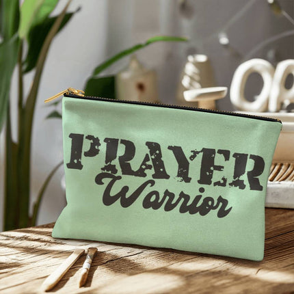 Prayer Warrior Large Fabric Zippered Pouch | Mint Green | 12.5x8.5