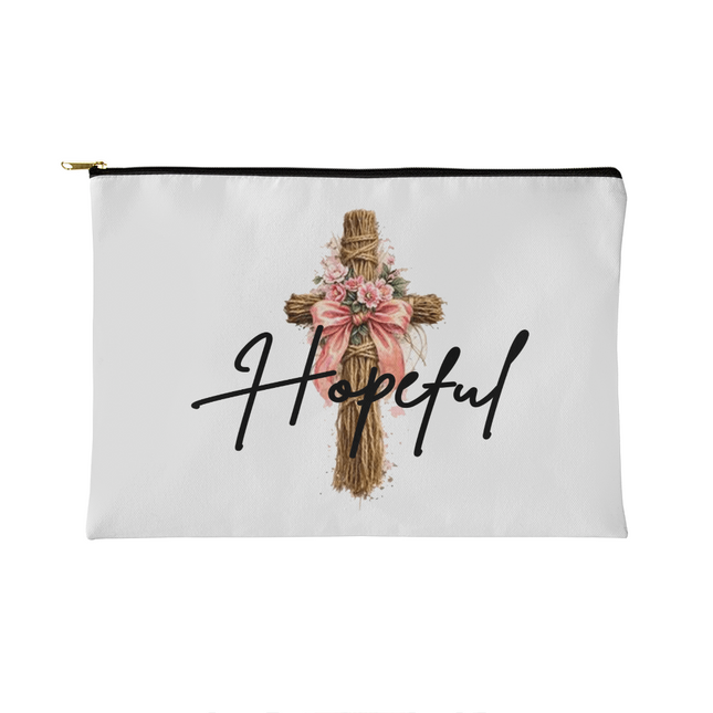 Hopeful Flower Cross Christian Small Pouch | Mother's Day Gift for Mom | Faith Gift