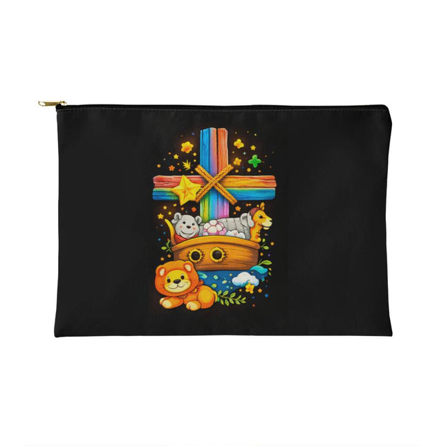 Noah's Ark Rainbow Cross Small Zippered Pouch – Christian Gift for Kids