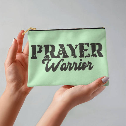 Prayer Warrior Small Fabric Zippered Pouch | Mint Green | 8.5x6