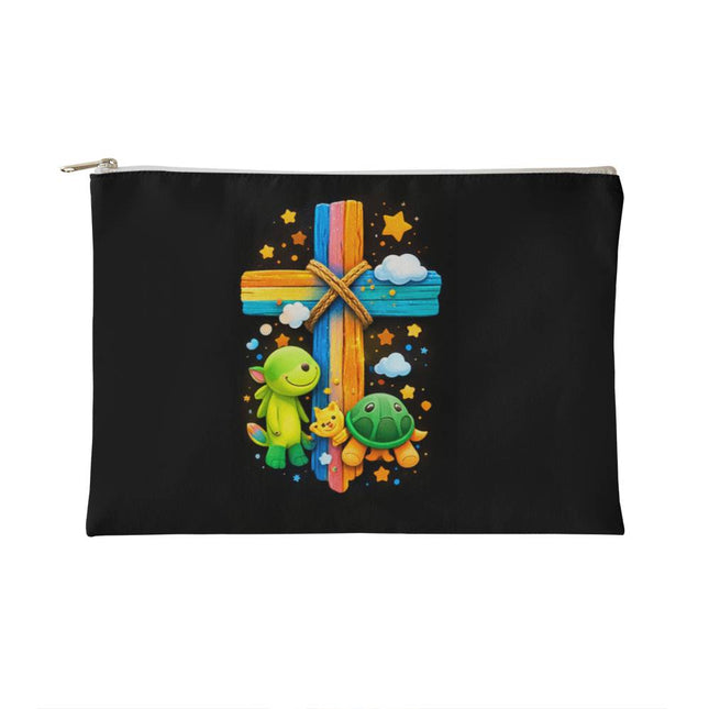 Cuddly Turtles Rainbow Cross Small Zippered Pouch – Christian Gift for Kids