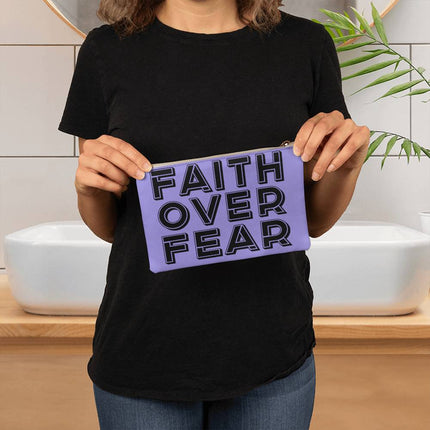 Faith Over Fear Small Fabric Zippered Pouch | Lavender | 8.5x6