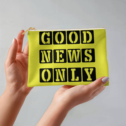 Good News Only Small Fabric Zippered Pouch | Bright Yellow Green | 8.5x6