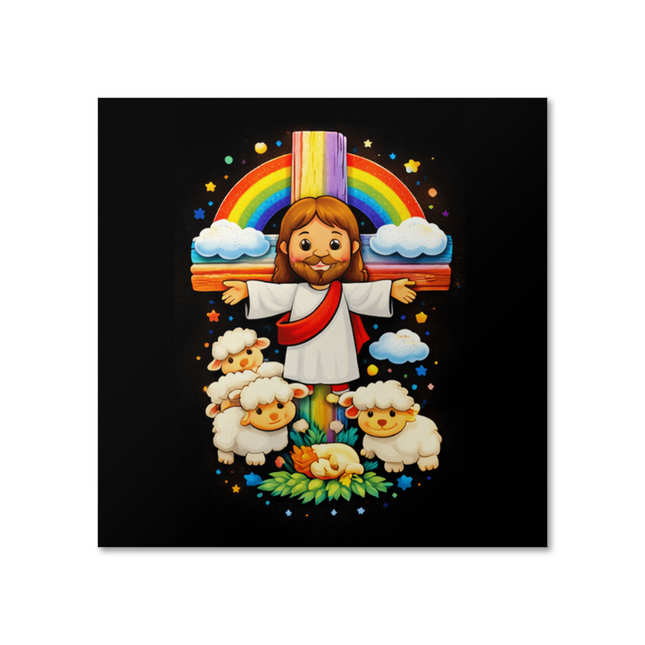 Jesus And Little Lambs | Christian Matte Posters | Gift for Kids