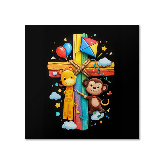 Rainbow Cross Jungle Animals | Christian Matte Posters | Gift for Kids