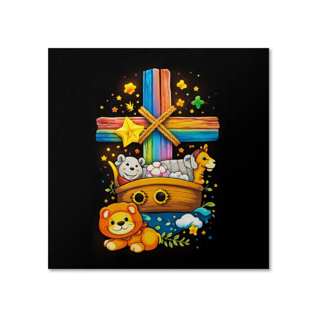 Rainbow Cross Noahs Ark | Christian Matte Posters | Gift for Kids