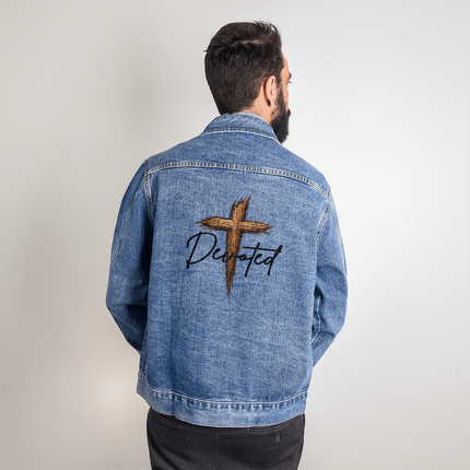 Devoted Cross Denim Jacket – Christian Gift for Men