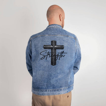 Strength Cross Denim Jacket – Christian Gift for Men