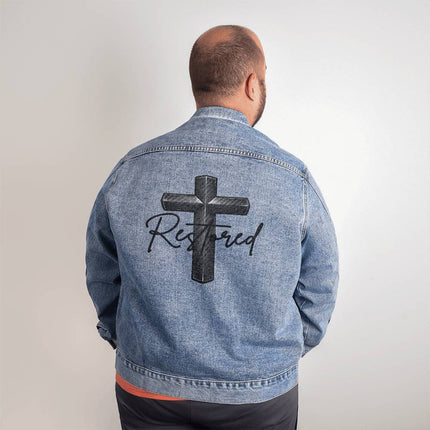 Restored Cross Denim Jacket – Christian Gift for Men