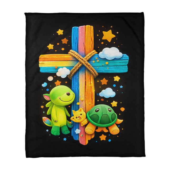 Dinosaur & Turtle Coral Fleece Blanket – Christian Gift for Kids