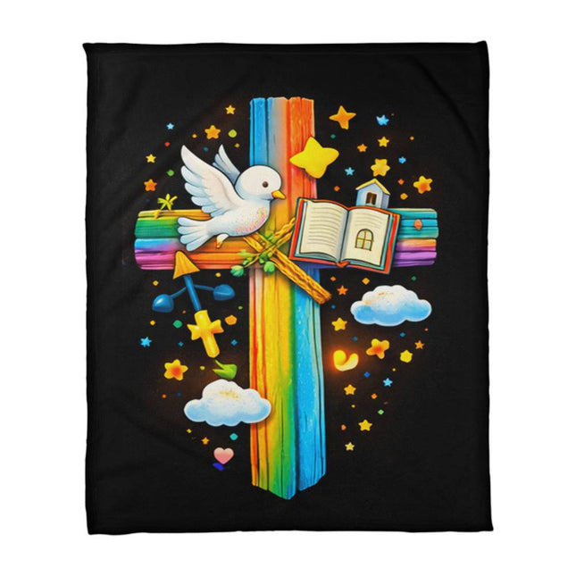 Dove & Holy Bible Coral Fleece Blanket – Christian Gift for Kids