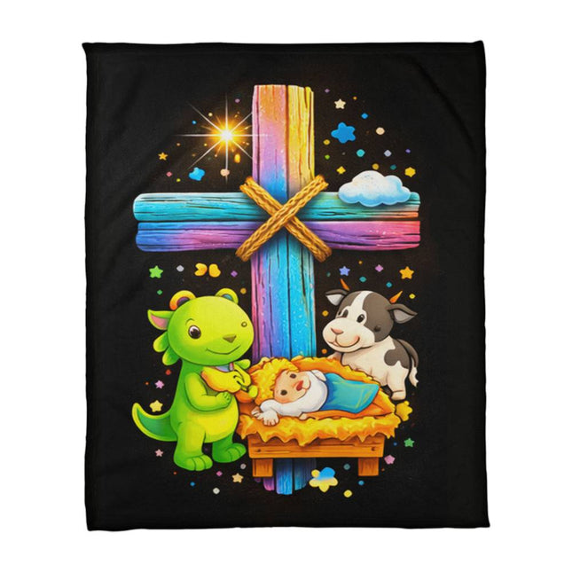 Nativity Manger Coral Fleece Blanket – Christian Gift for Kids