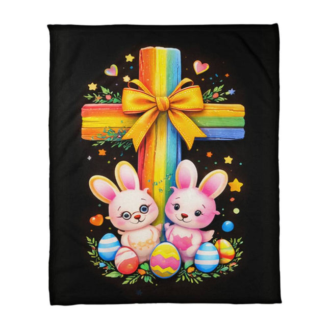 Easter Bunnies Coral Fleece Blanket – Christian Gift for Kids