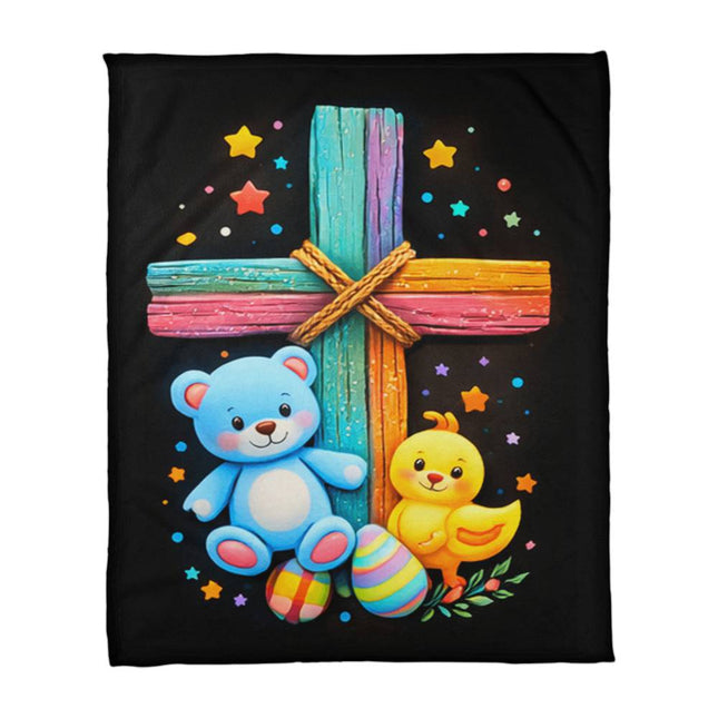 Teddy Bear & Duckling Coral Fleece Blanket – Christian Gift for Kids