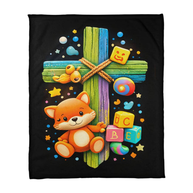 Kitten & ABC Blocks Coral Fleece Blanket – Christian Gift for Kids