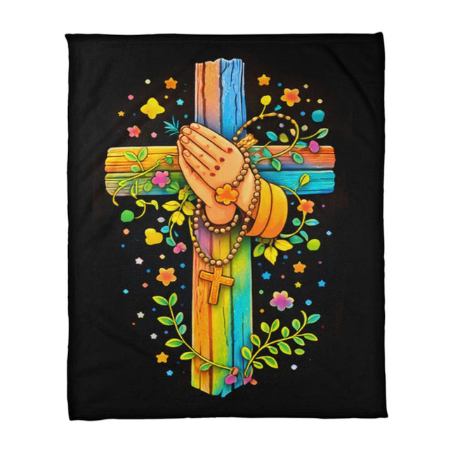Praying Hands Coral Fleece Blanket – Christian Gift for Kids