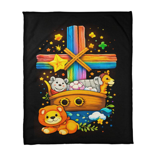 Noah's Ark Coral Fleece Blanket – Christian Gift for Kids