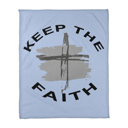 Keep The Faith Coral Fleece Blanket | Brush Cross | Cozy Christian Throw