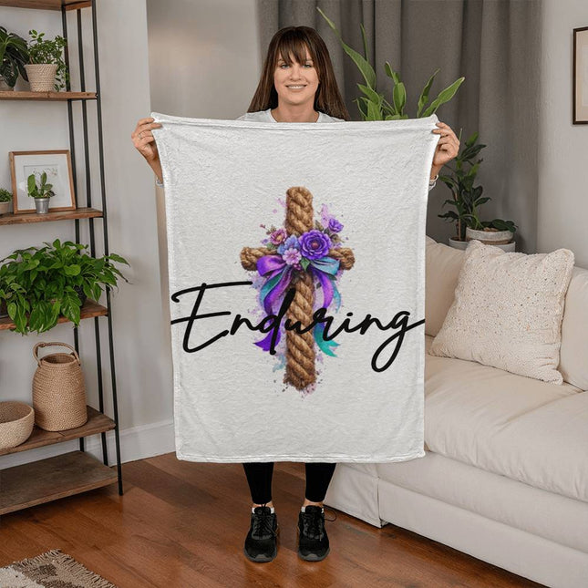Modern Christian coral fleece & mink blanket for women — "Modern faith, quietly worn" — a faith-forward gift, ready to give