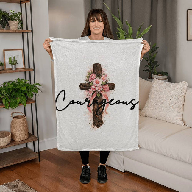 Modern Christian coral fleece & mink blanket for women — "Faith-forward. Everyday" — a faith-forward gift, ready to give