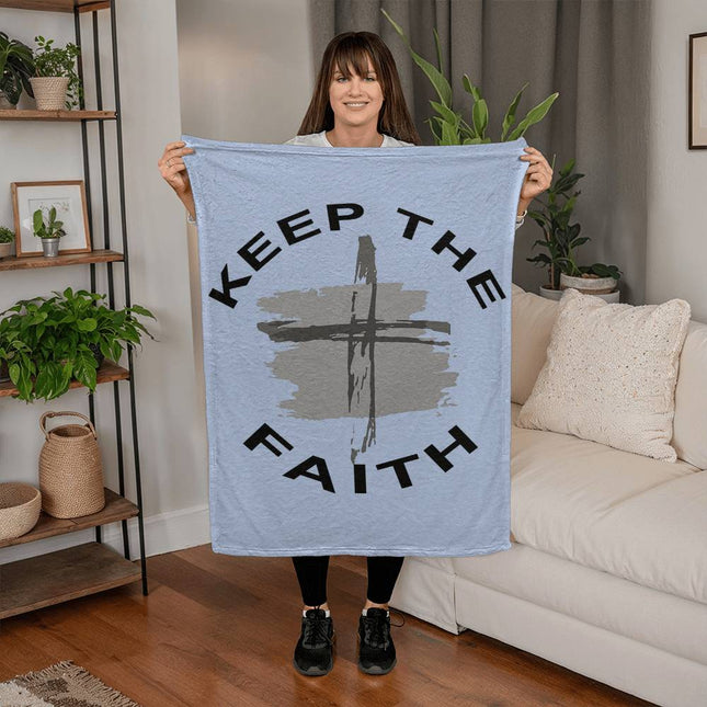Keep The Faith Coral Fleece Blanket | Brush Cross | Cozy Christian Throw