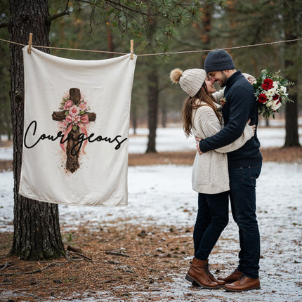 Empowered Coral Fleece & Mink Blanket – Christian Gift for Women