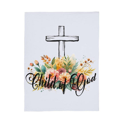 Child of God Coral Fleece Blanket | Floral Cross | Cozy Christian Throw