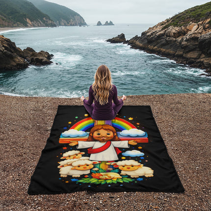 Jesus with Sheep's - Coral Fleece Blanket -Christian Gifts for Kids