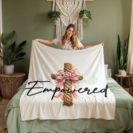 Empowered Coral Fleece & Mink Blanket – Christian Gift for Women