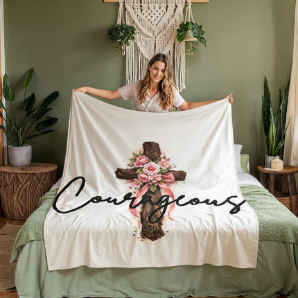 Empowered Coral Fleece & Mink Blanket – Christian Gift for Women